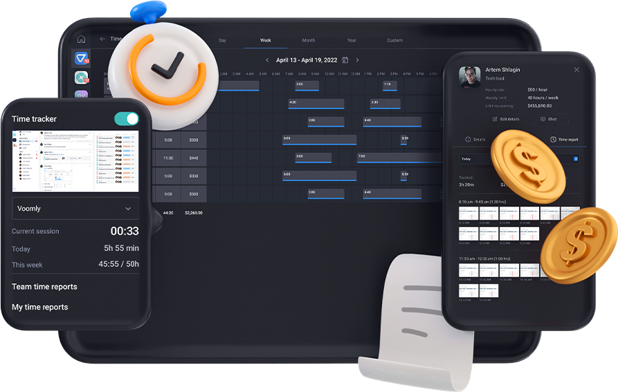 Illustration image of Teamly Time Tracking & Payroll Management Feature