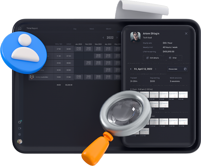Illustration image of Employee Monitoring for Productivity with Teamly