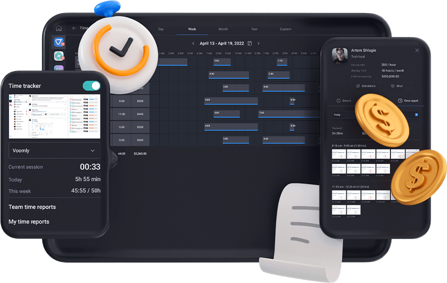 Illustration image of Teamly Time Tracking & Payroll Management Feature