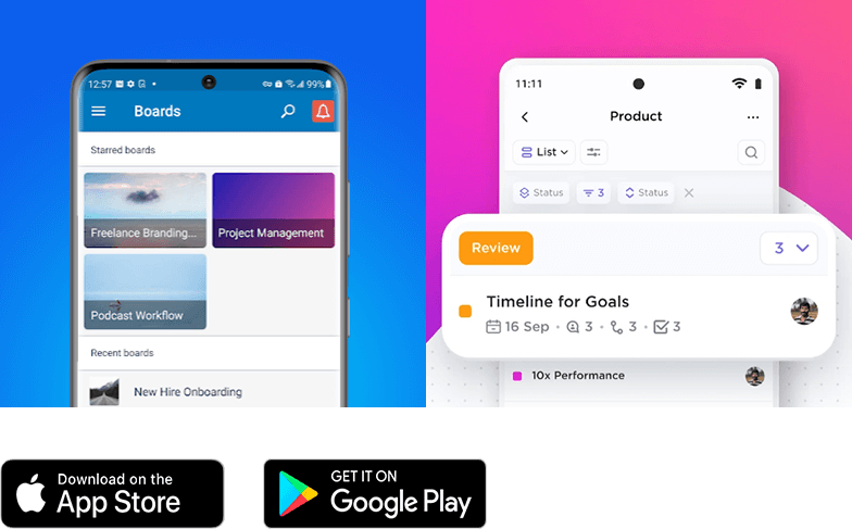 Trello and ClickUp Mobile Apps