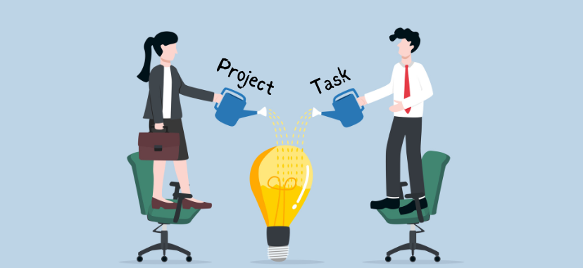 Illustration shows officemates working on a project and a task.