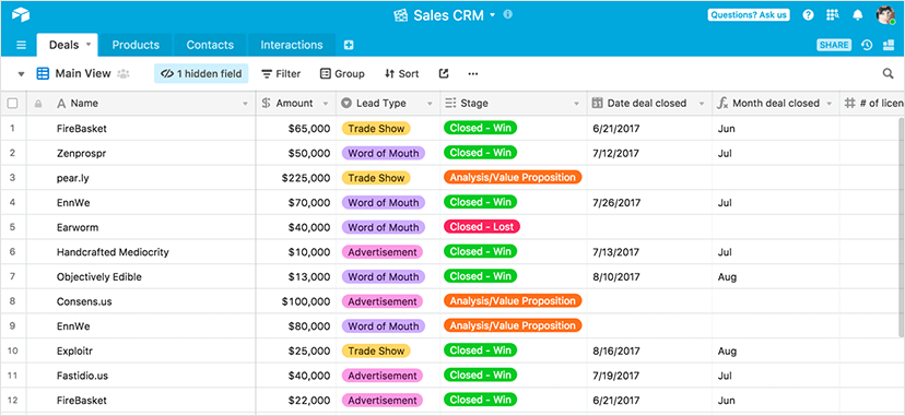 Image represents Airtable Dashboard