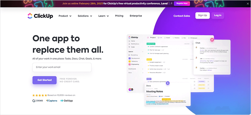 Image represents ClickUp Website Screenshot