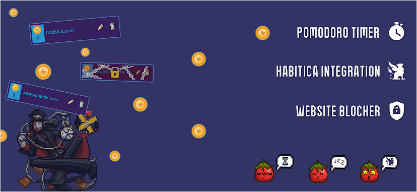Image represents Habitica Pomodoro Sitekeeper Chrome Extension