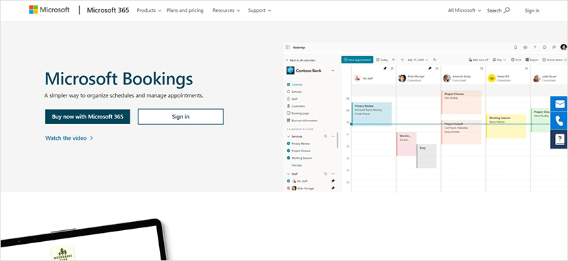 Image represents Microsoft Bookings website screenshot