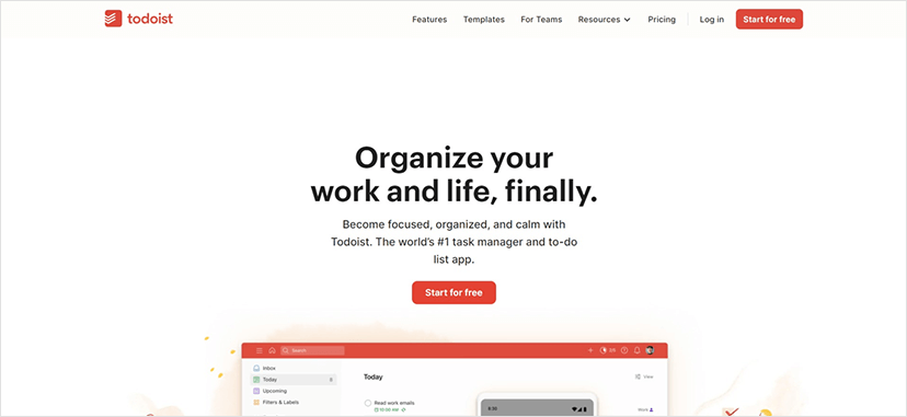 Image represents Todoist website's screenshot