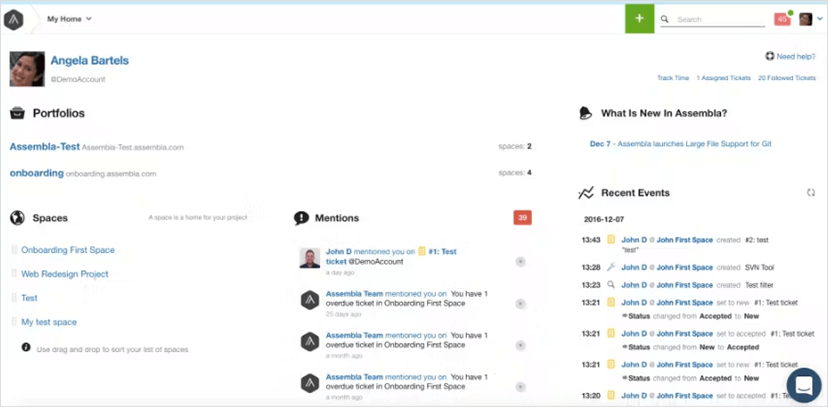 Image of Assembla Dashboard