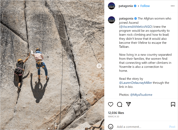 Patagonia Instagram page 