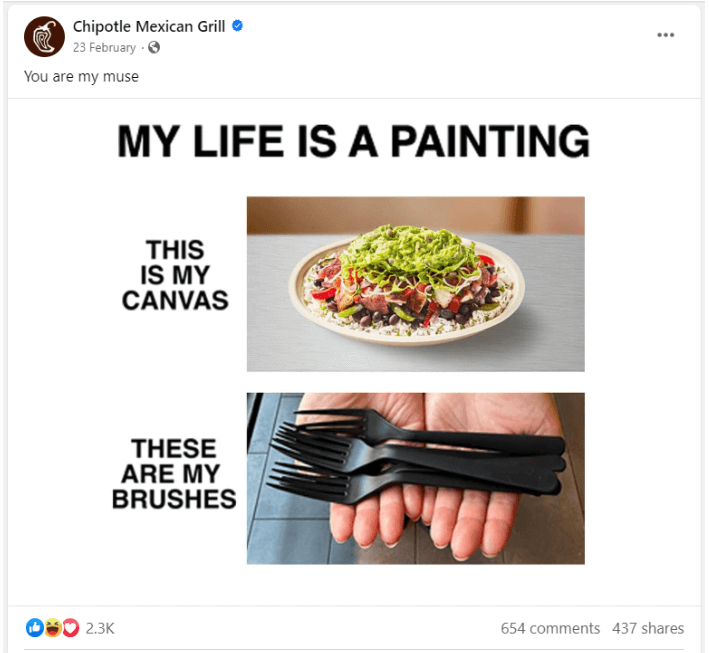 Chipotle Facebook page