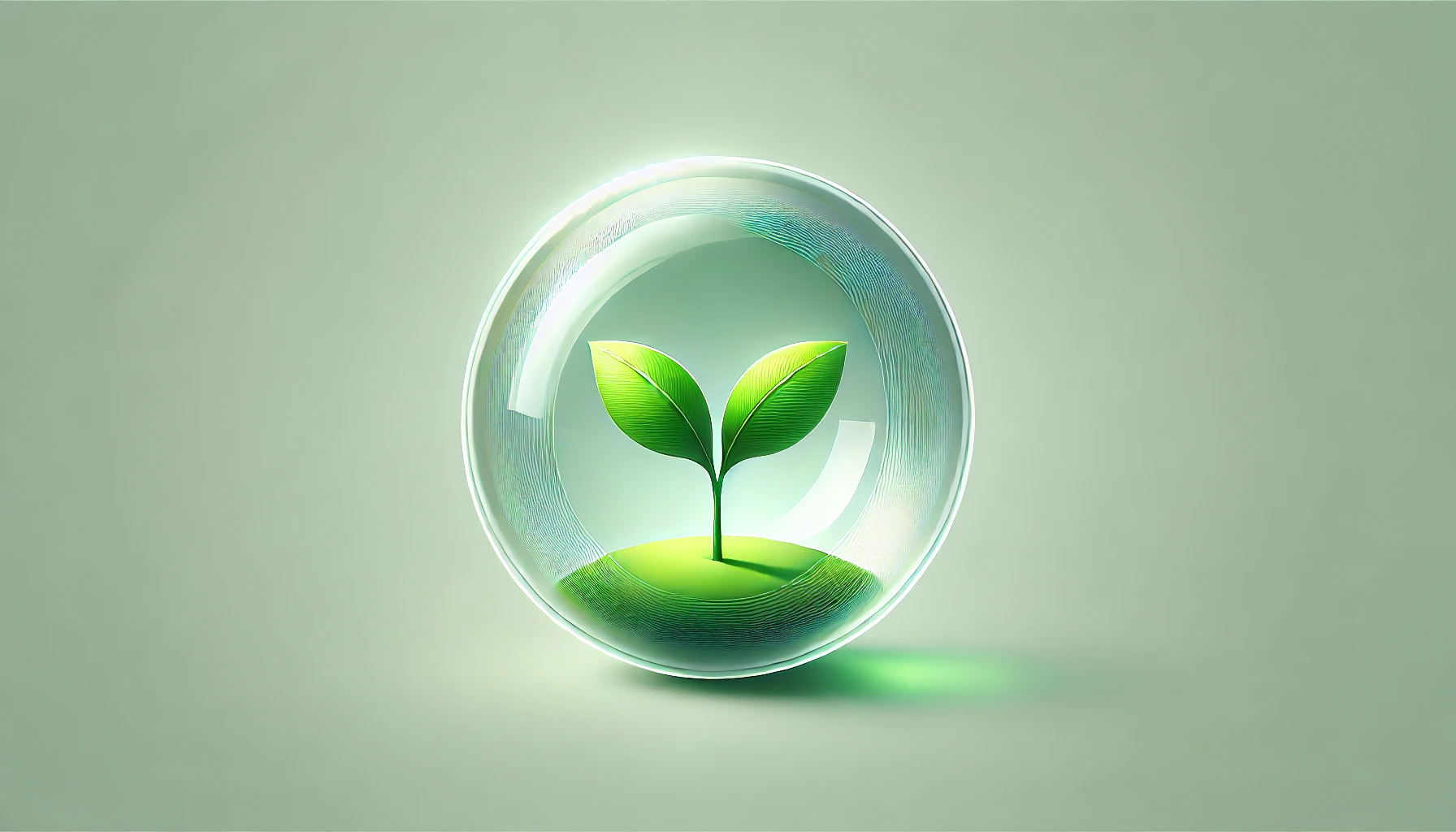 A glass sphere with a green sprout inside